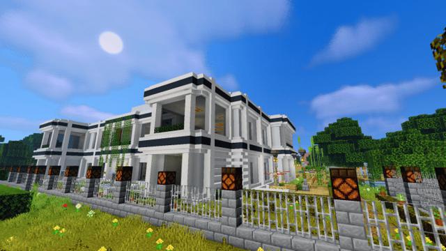 Modern house in Minecraft game.